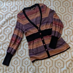 Cardigan | Funky Orange Purple Stripes | Unique